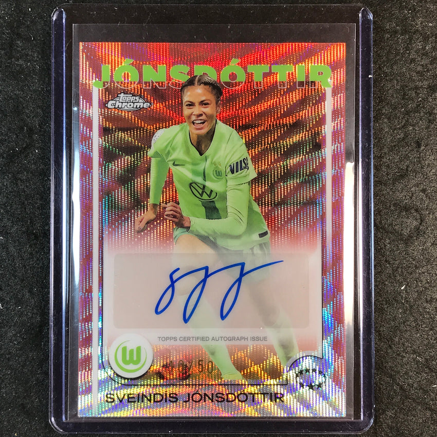 2024-25 Topps Chrome UEFA Women's SVEINDIS JONSDOTTIR Auto Rose Gold Wave 10/50