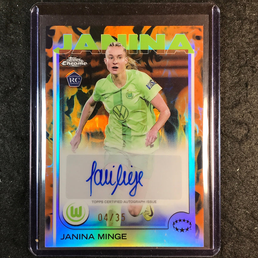 2024-25 Topps Chrome UEFA Women's JANINA MINGE Base Rookie Auto Inferno 4/35