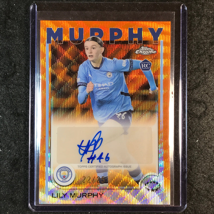 2024-25 Topps Chrome UEFA Women's LILY MURPHY Base Rookie Auto Orange Wave 22/25