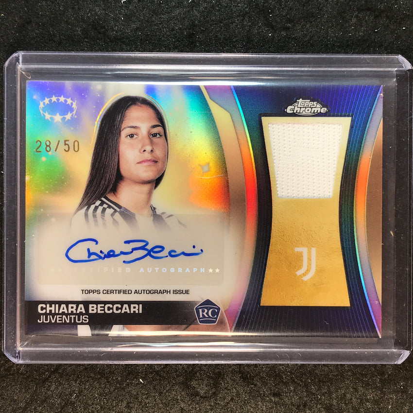 2024-25 Topps Chrome UEFA Women's CHIARA BECCARI Relic Rookie Auto Gold 28/50