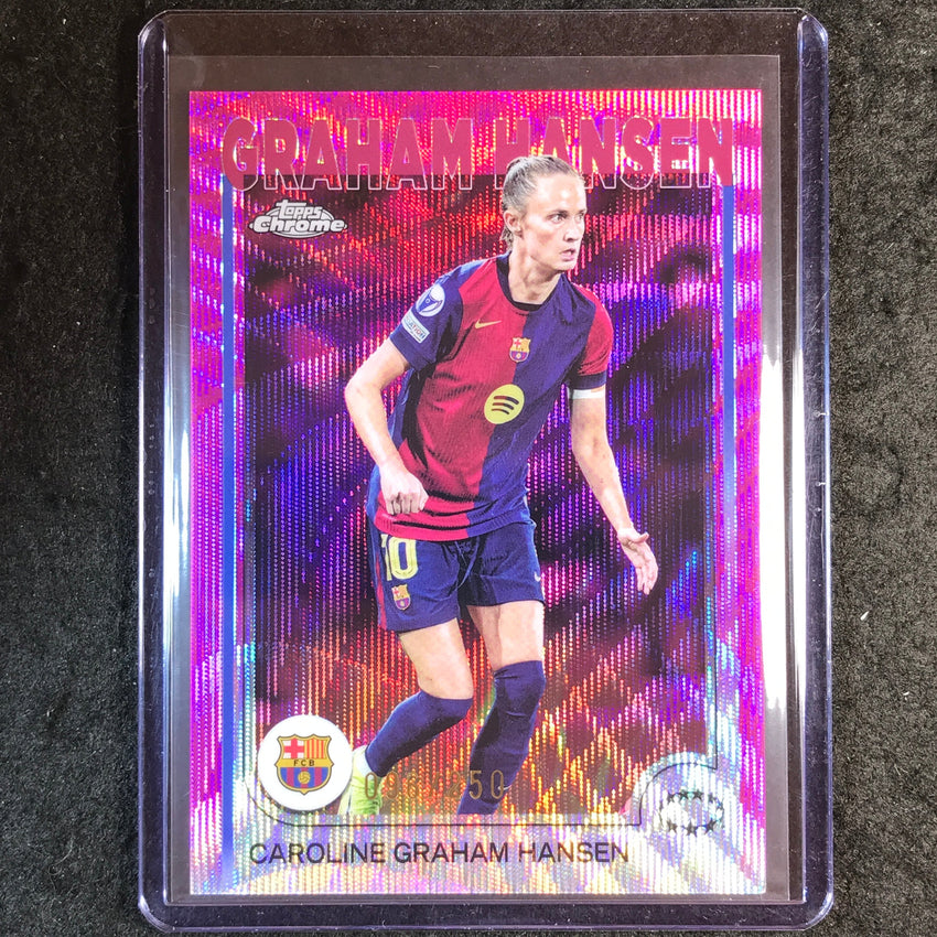 2024-25 Topps Chrome UEFA Women's CAROLINE GRAHAM HANSEN Pink Wave /250 #41