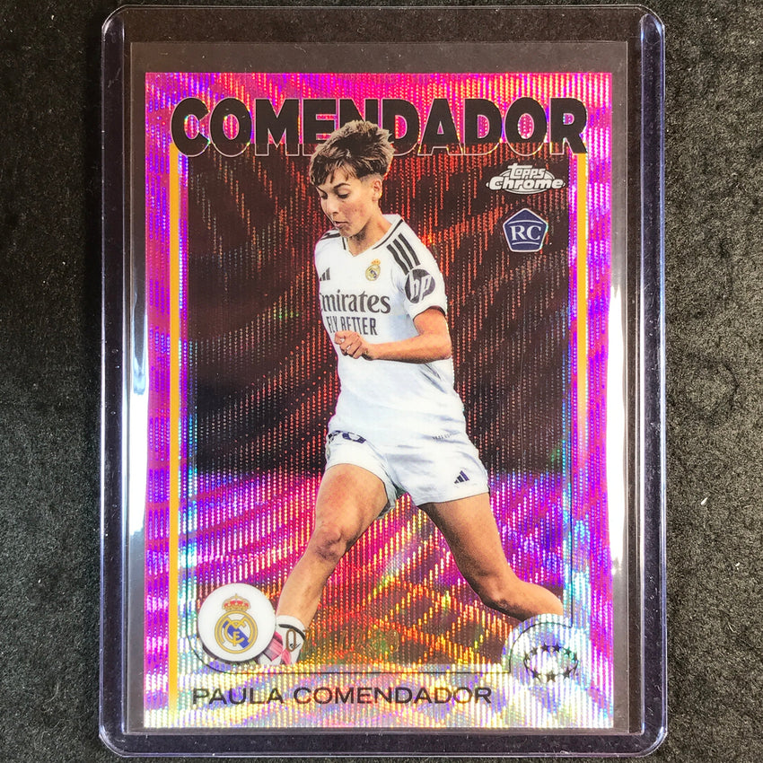 2024-25 Topps Chrome UEFA Women's PAULA COMENDADOR Rookie Pink Wave /250 #62