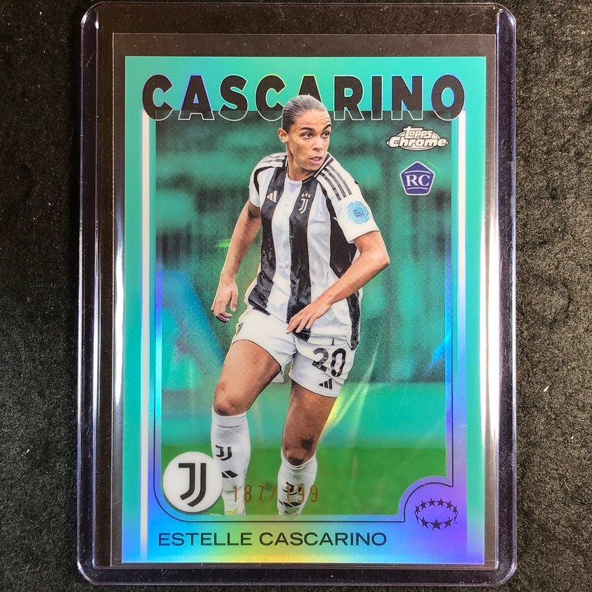 2024-25 Topps Chrome UEFA Women's ESTELLE CASCARINO Rookie Aqua /199 #56