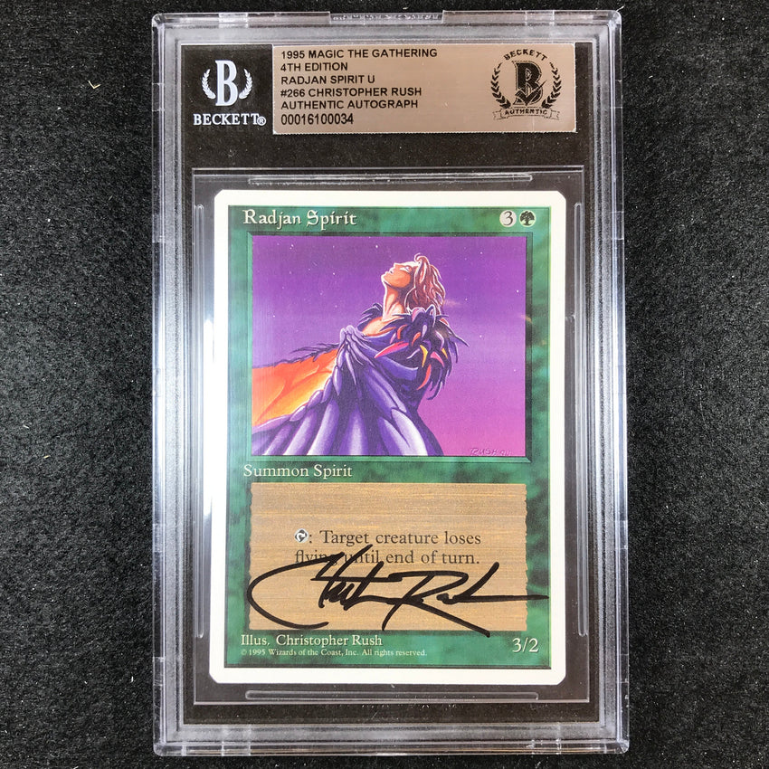 BGS Authentic Autograph Radjan Spirit - Christopher Rush 1995 Magic The Gathering 4th Edition 034