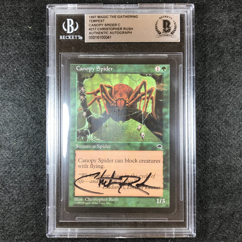 BGS Authentic Autograph Canopy Spider - Christopher Rush 1997 Magic The Gathering Tempest 041
