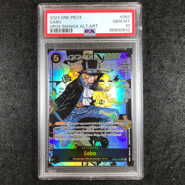 PSA 10 Sabo - OP04-083 - ALTERNATE ART Manga Op04 Kingdoms Of