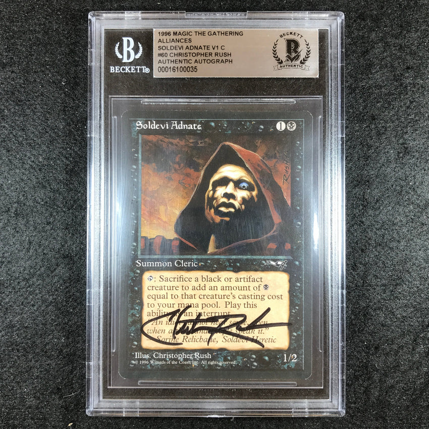 BGS Authentic Autograph Soldevi Adnate - Christopher Rush 1996 Magic The Gathering Alliances 035