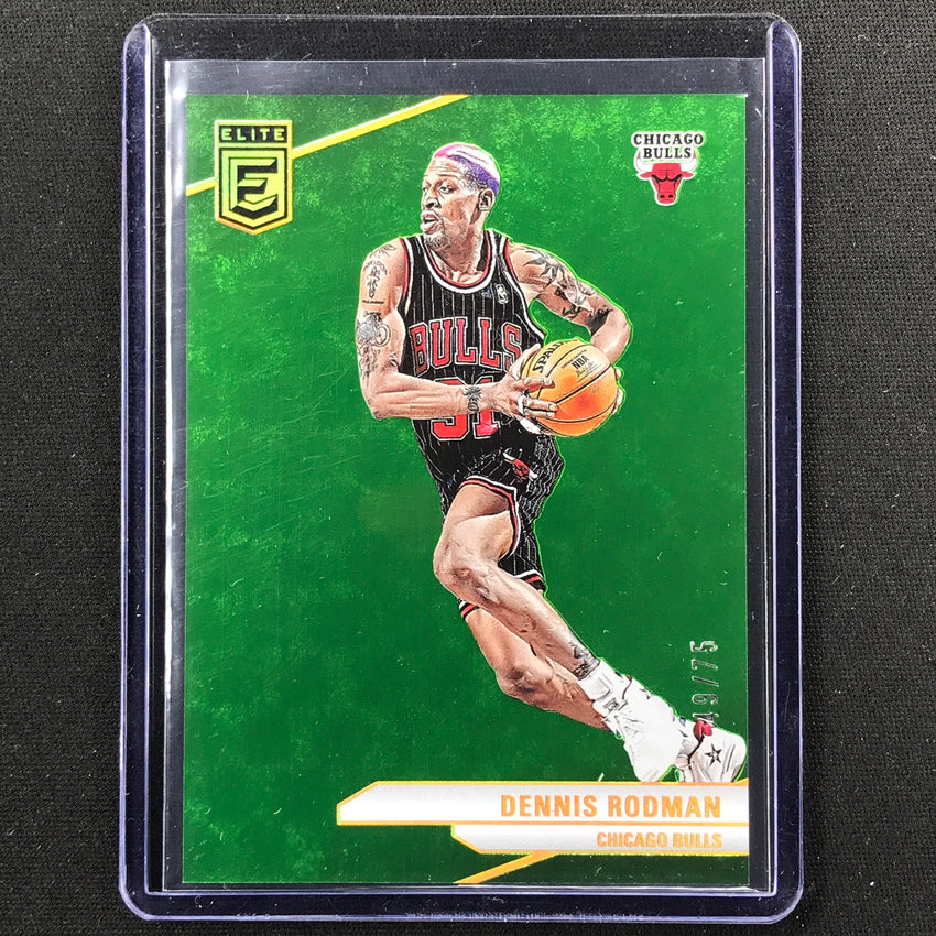 2023-24 Donruss Elite Dennis Rodman Base Neon Green 49/75 No 46