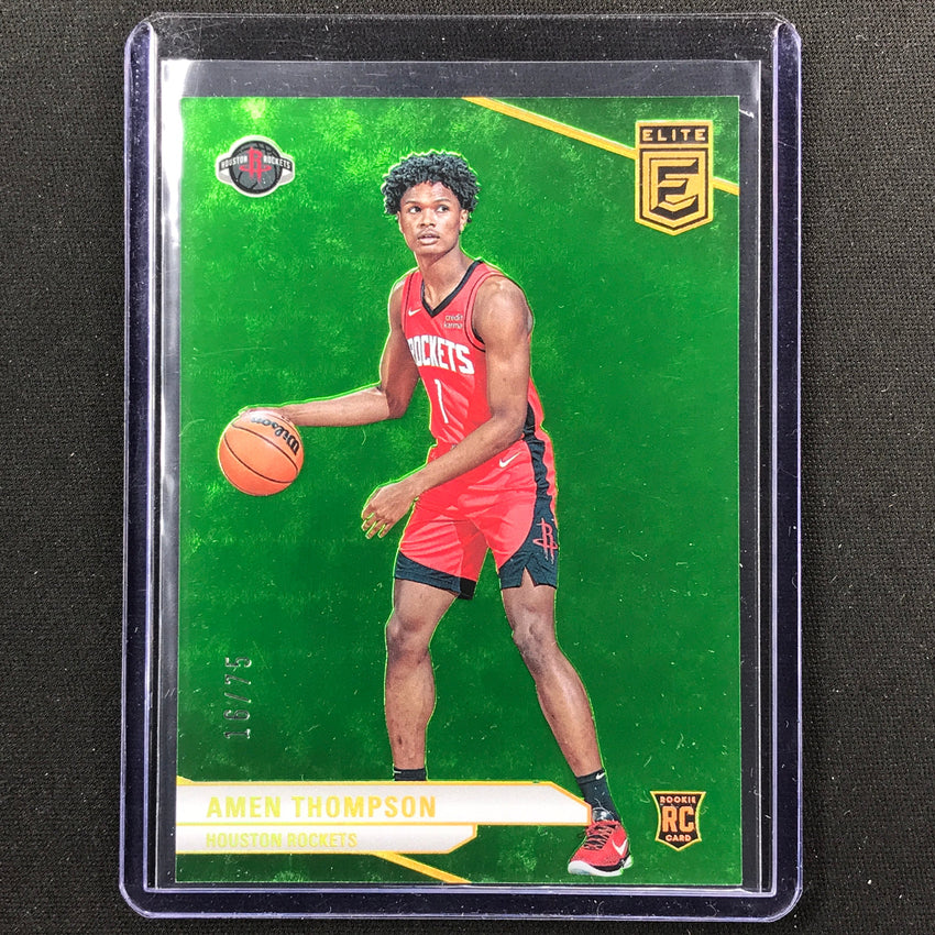 2023-24 Donruss Elite Amen Thompson Rookie Base Neon Green 16/75 No 246
