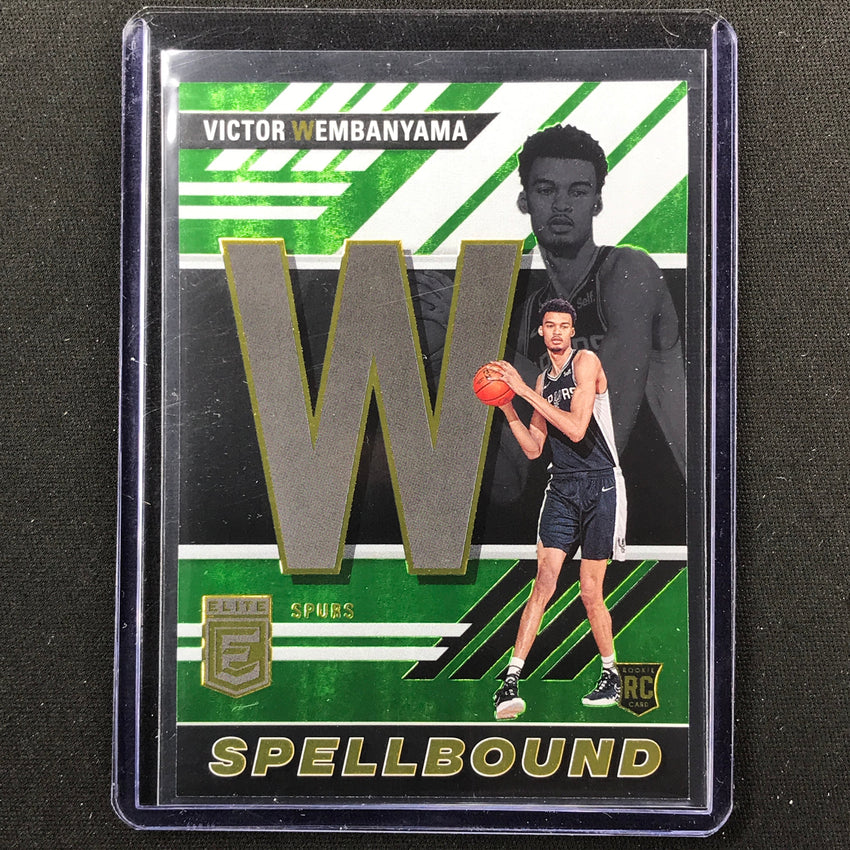 2023-24 Donruss Elite Victor Wembanyama W Rookie Spellbound Neon Green 9/75 No 1