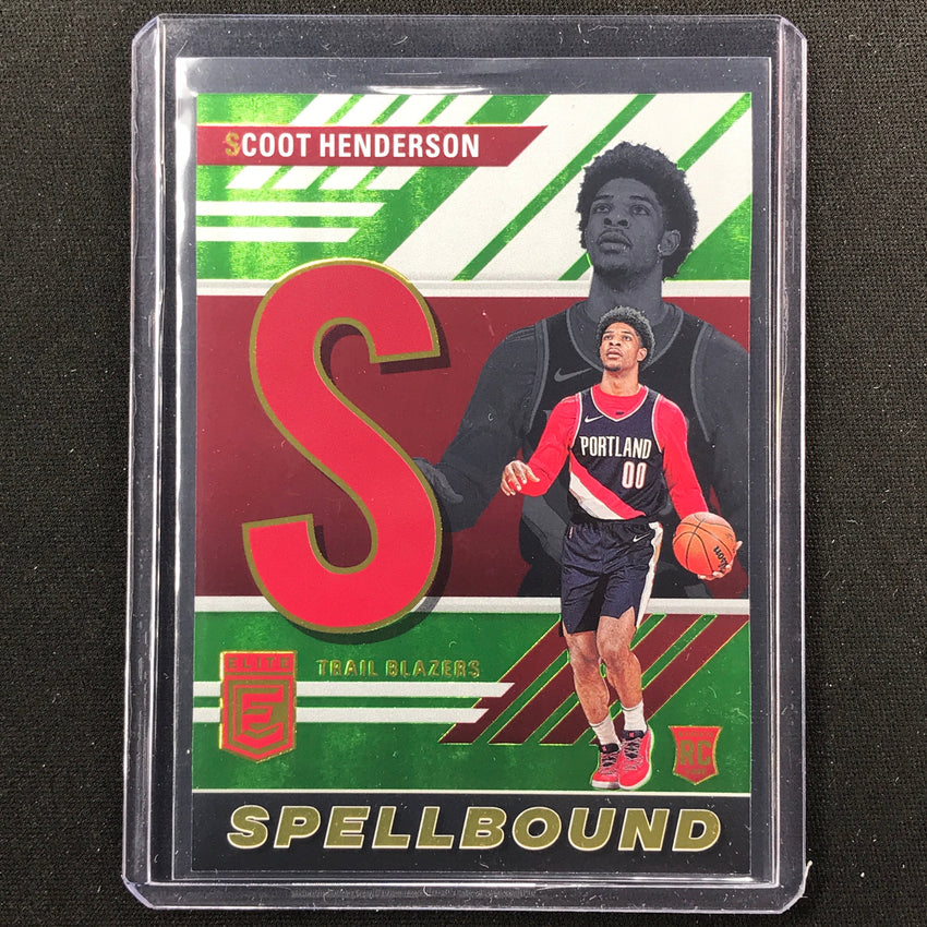2023-24 Donruss Elite Scoot Henderson S Rookie Spellbound Neon Green 7/75 No 11