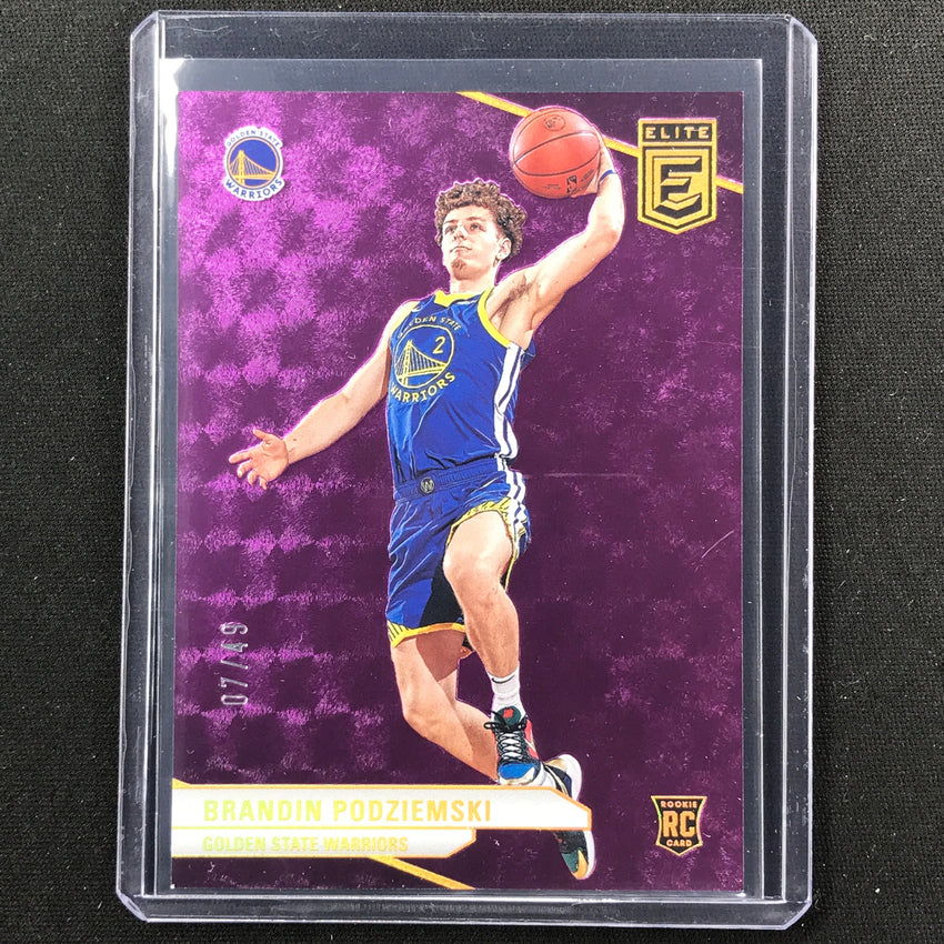 2023-24 Donruss Elite Brandin Podziemski Rookie Base Purple 7/49 No 208