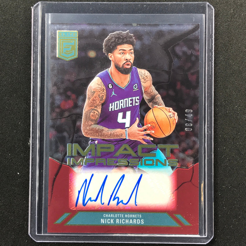 2023-24 Donruss Elite Nick Richards Impact Impressions Auto Red 8/49