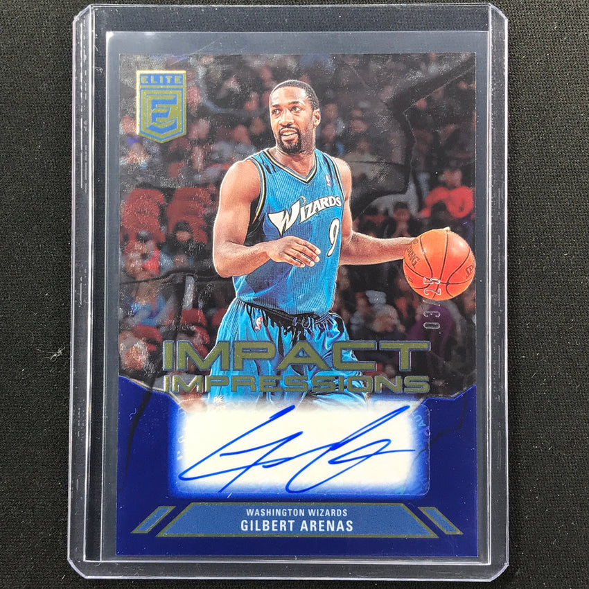 2023-24 Donruss Elite Gilbert Arenas Impact Impressions Auto Blue 3/25