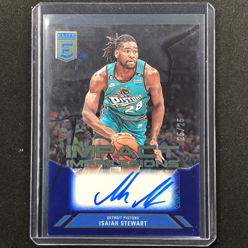 2023-24 Donruss Elite Isaiah Stewart Impact Impressions Auto Blue 25/25