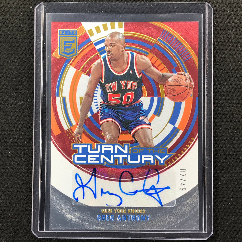2023-24 Donruss Elite Greg Anthony Turn Of The Century Auto Red 7/49