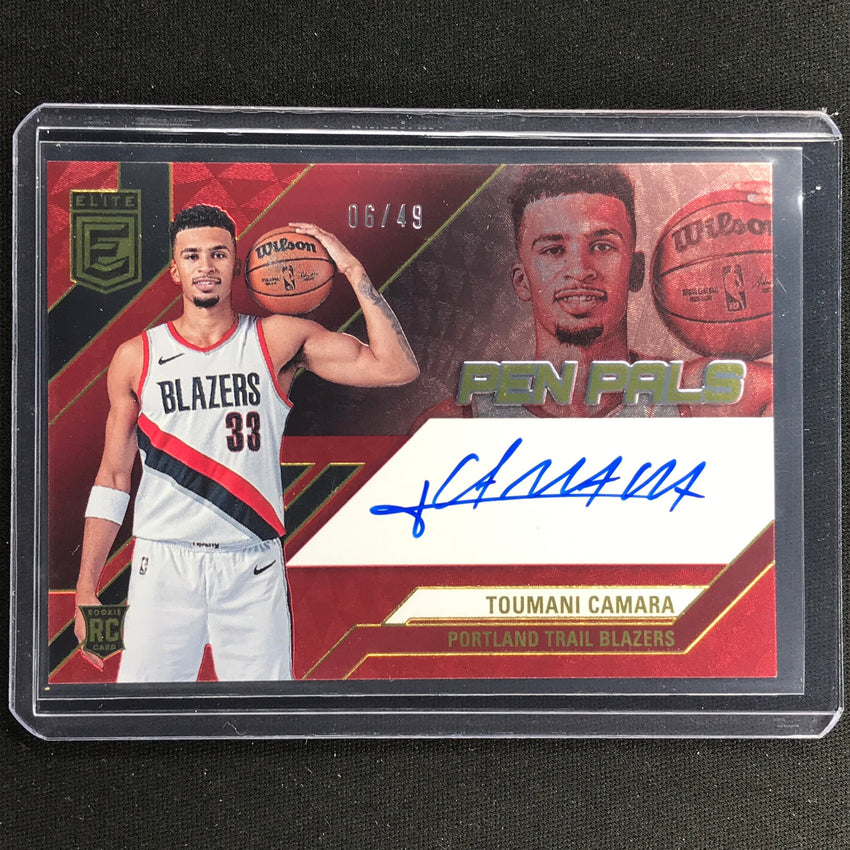 2023-24 Donruss Elite Toumani Camara Pen Pals Rookie Auto Red 6/49