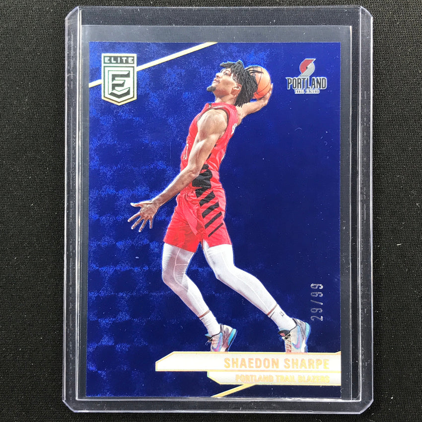 2023-24 Donruss Elite Shaedon Sharpe Base Blue 29/99 No 59