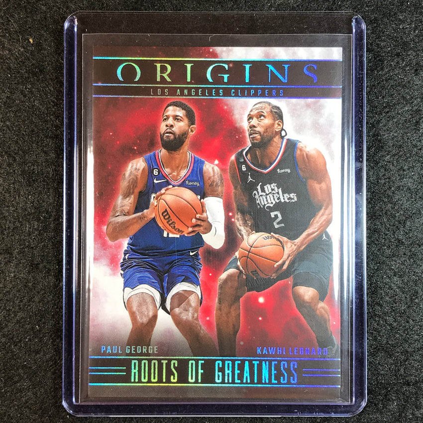 2023-24 Origins PAUL GEORGE KAWHI LEONARD Roots of Greatness Base #17