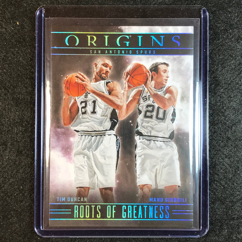 2023-24 Origins TIM DUNCAN MANU GINOBILI Roots of Greatness Base No. 21
