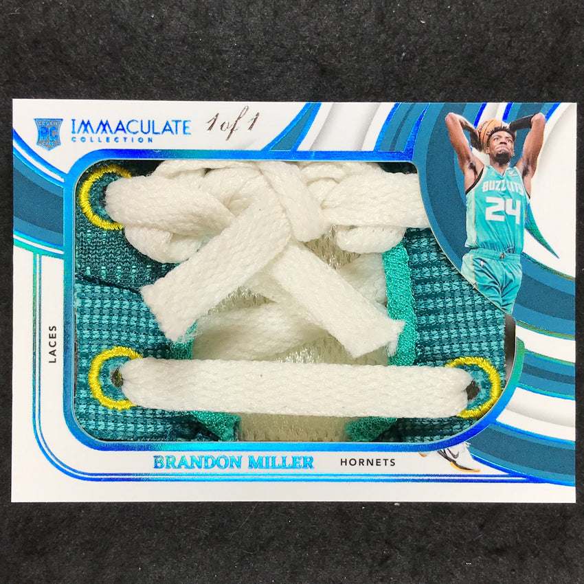 2023-24 Immaculate BRANDON MILLER Sneak Peak Laces Rookie Relic Platinum 1/1