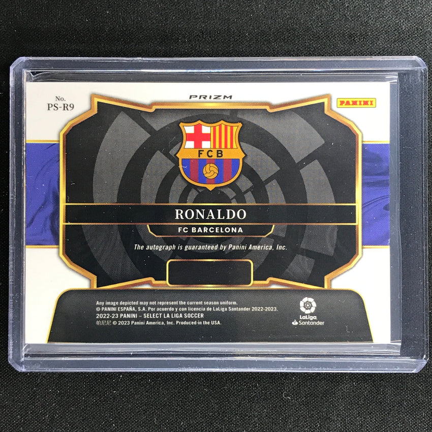 2022-23 Select La Liga Ronaldo Pitchside Signatures Auto Silver Prizm Ssp No R9