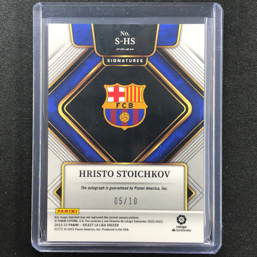 2022-23 Select La Liga Hristo Stoichkov Signatures Auto Gold Prizm 5/10