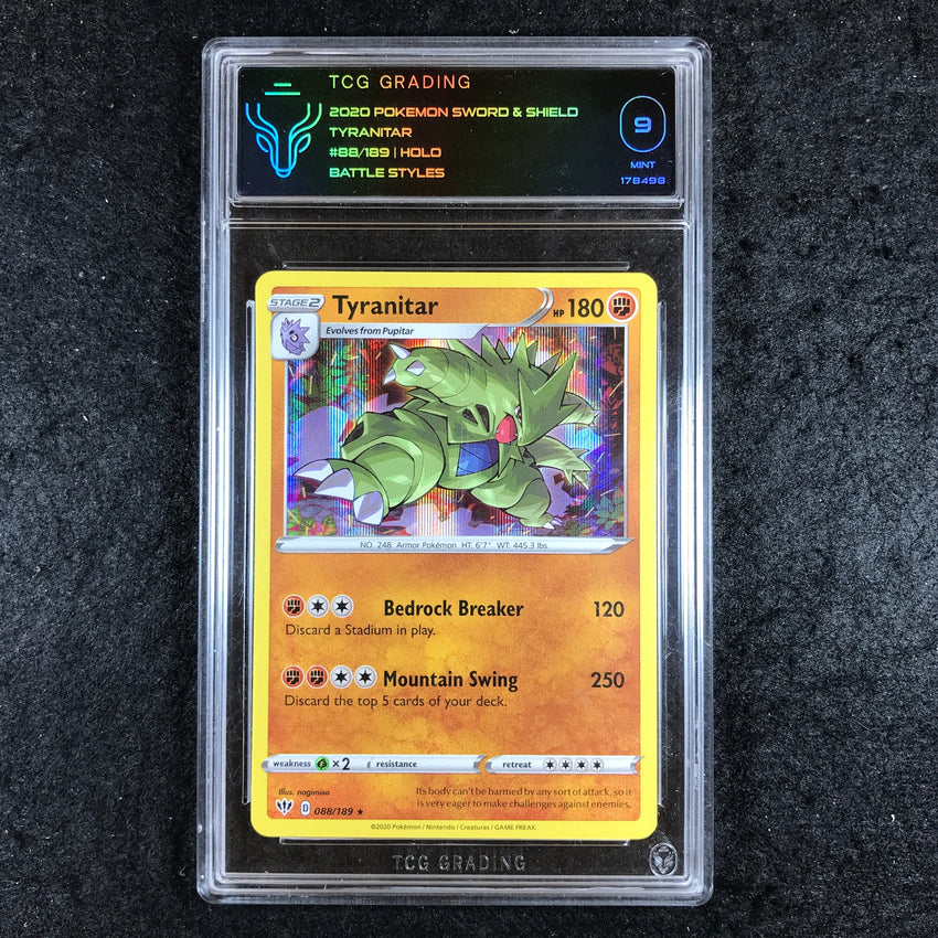 TCG 9 Tyranitar - 088/189 - Holo Darkness Ablaze ERROR LABEL (Battle Styles) 498