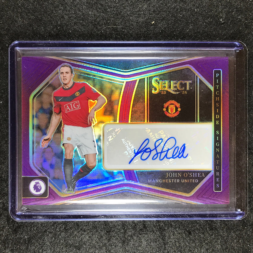 2023-24 Select EPL JOHN O'SHEA Pitchside Signatures Auto Purple 25/49