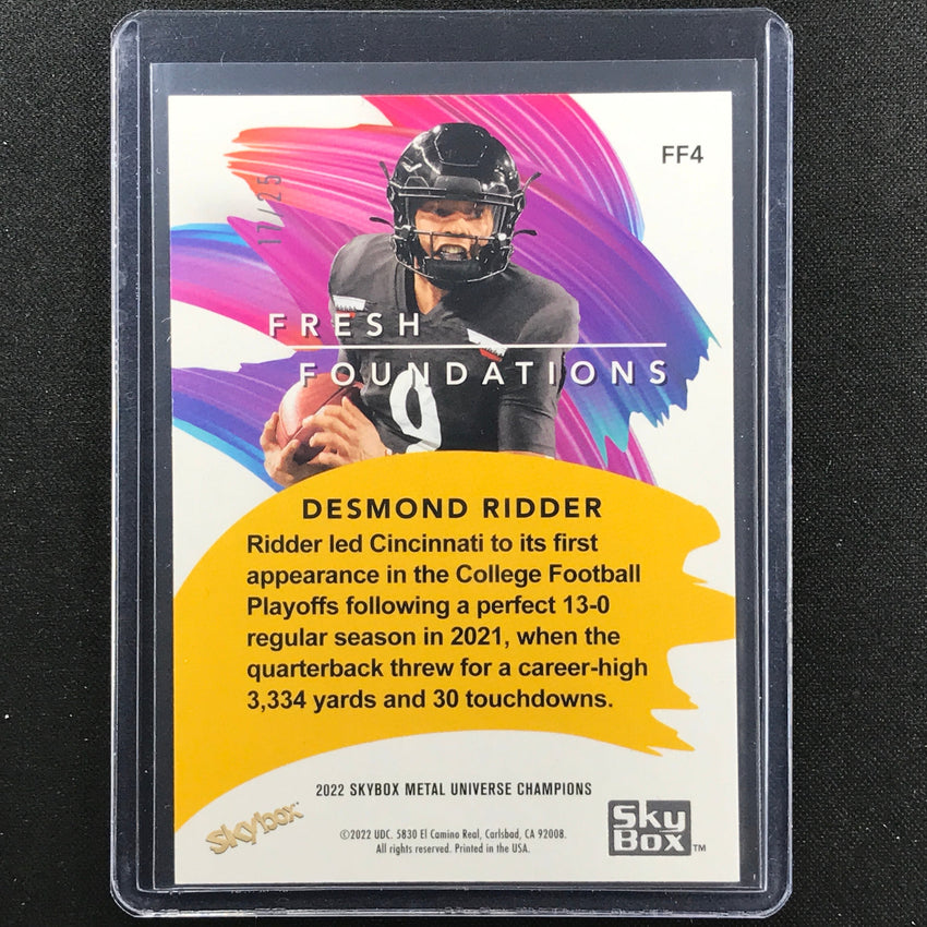 2022 Metal Universe Champions Desmond Ridder Precious Gems Pmg Orange 17/25