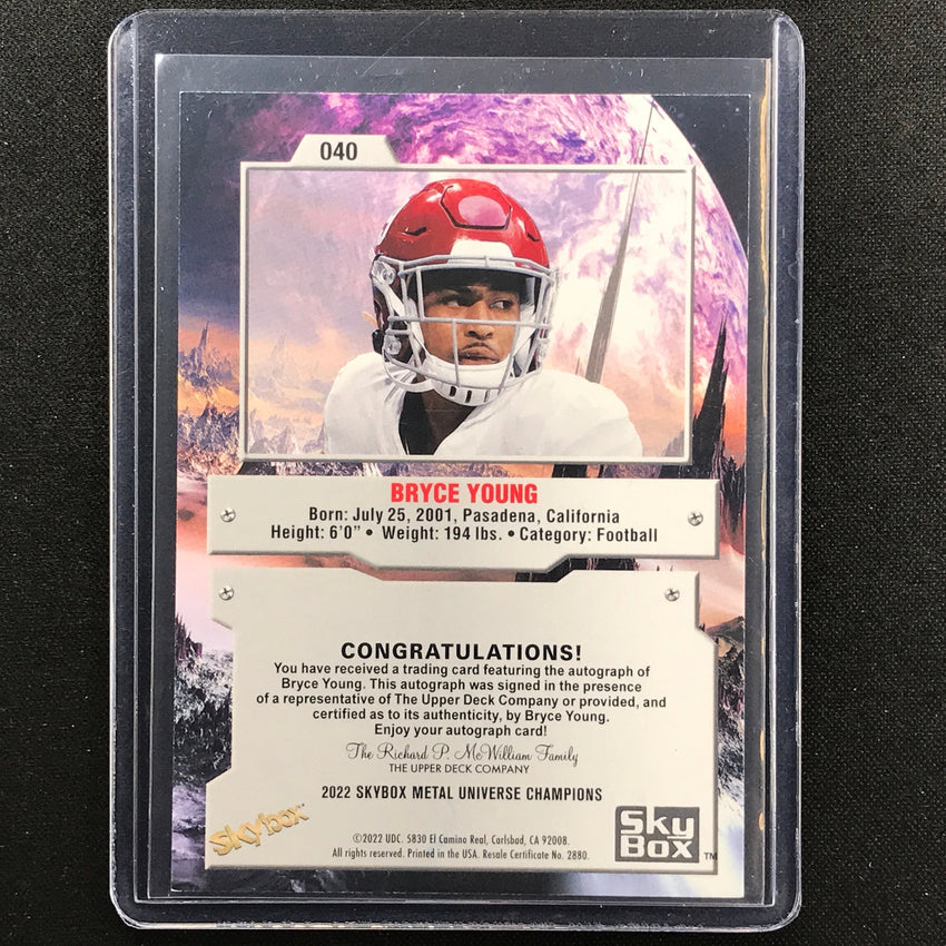 2022 Metal Universe Champions BRYCE YOUNG Base Auto Silver #40