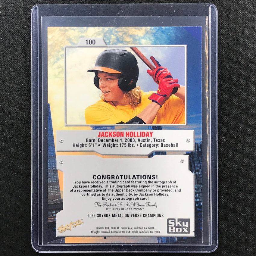 2022 Metal Universe Champions Jackson Holliday Base Auto Silver Ssp No 100
