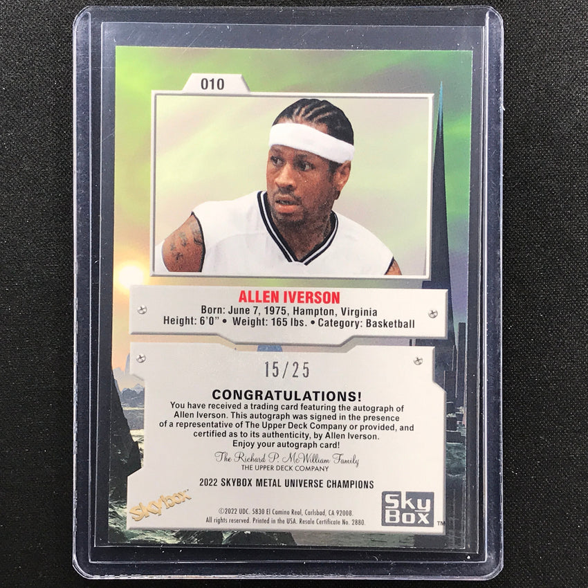 2022 Metal Universe Champions Allen Iverson Base Auto Gold 15/25