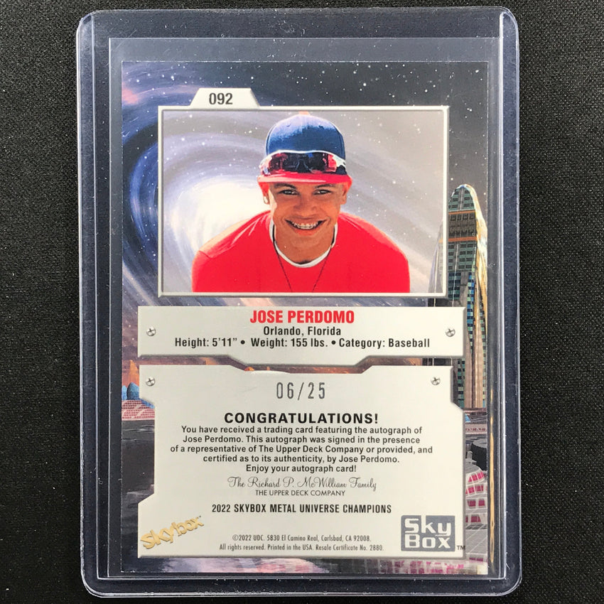 2022 Metal Universe Champions Jose Perdomo Base Auto Gold 6/25
