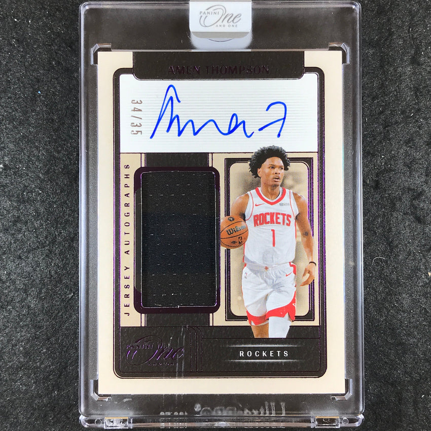 2024-25 One and One AMEN THOMPSON Jersey Autograph Purple 34/35