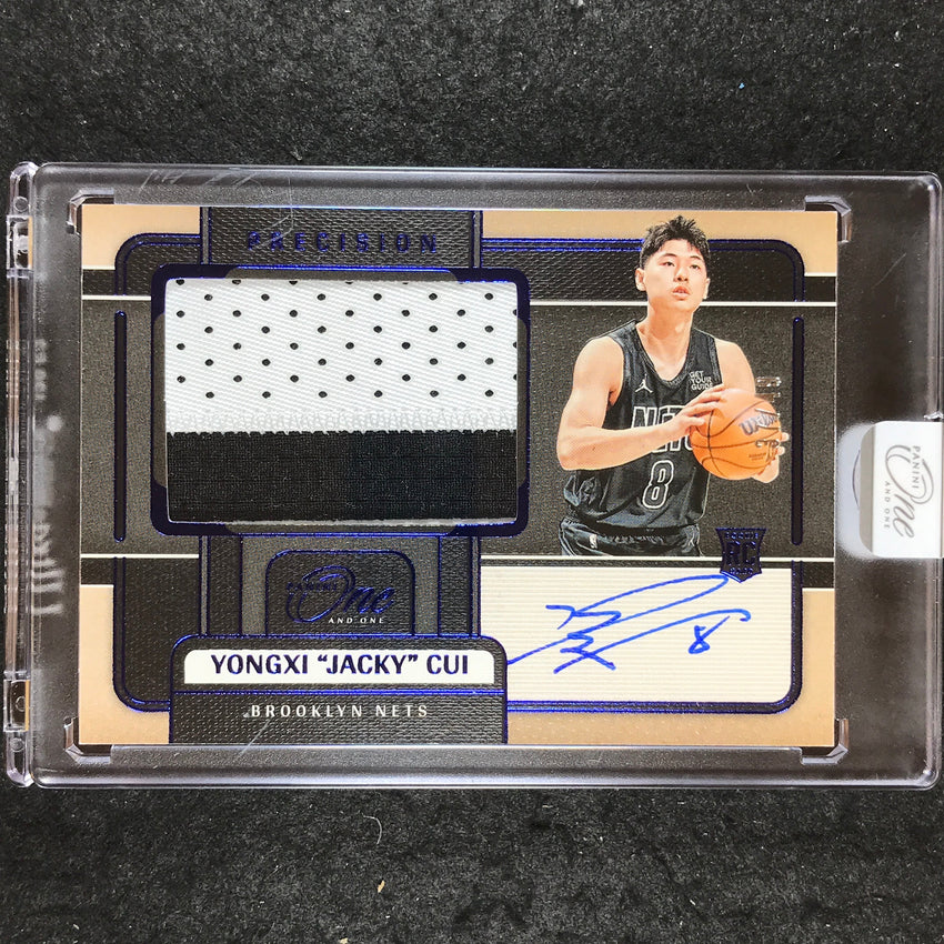 2024-25 One and One YONGXI "JACKY" CUI Precision Rookie Patch Auto Blue 37/49