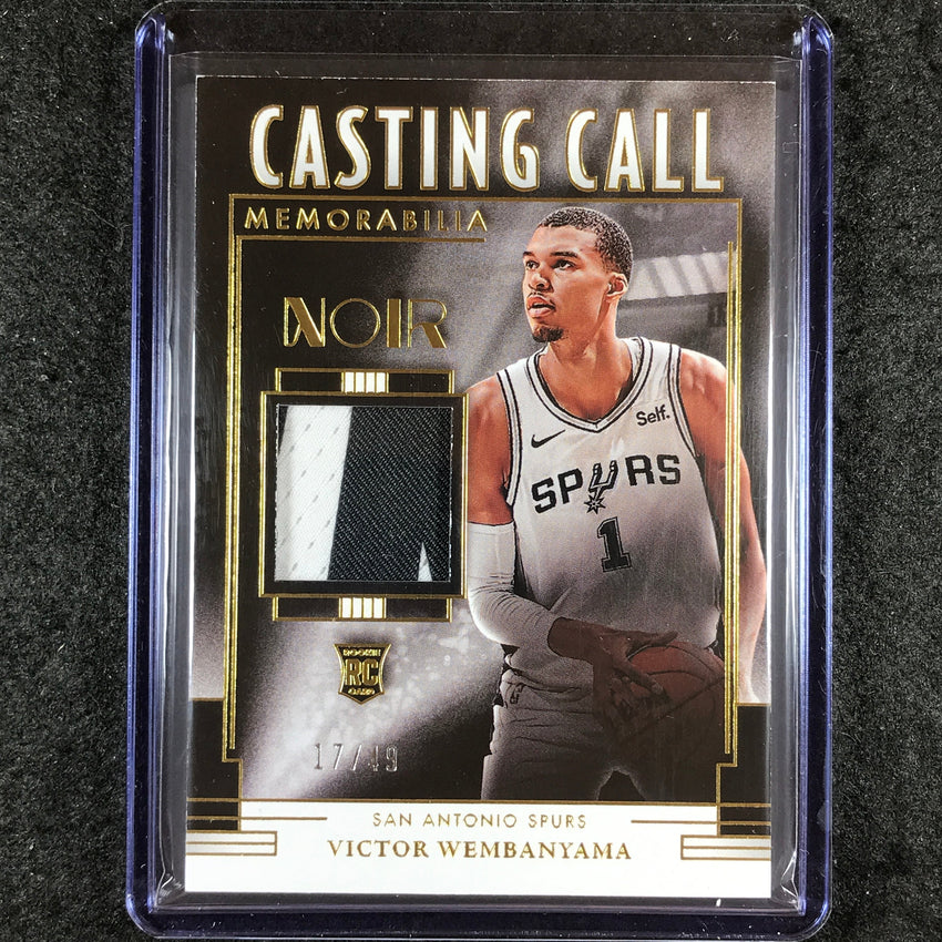 2023-24 Noir VICTOR WEMBANYAMA Casting Call Memorabilia Rookie Patch Prime 17/49