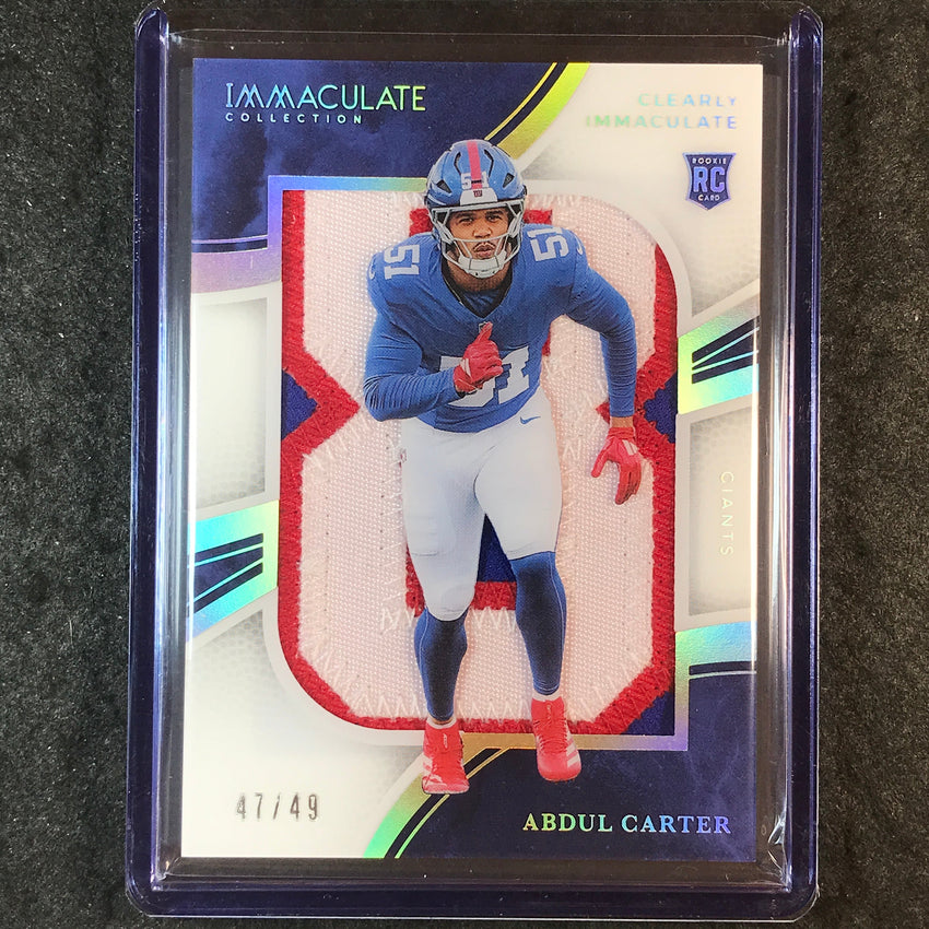 2025 Immaculate Football ABDUL CARTER Clearly Immaculate Rookie Patch 47/49