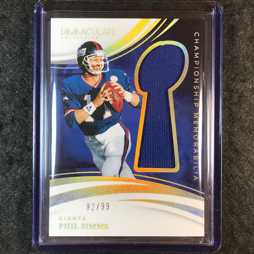 2025 Immaculate Football PHIL SIMMS Championship Memorabilia Jersey Relic 92/99