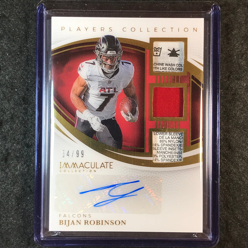 2025 Immaculate Football BIJAN ROBINSON Players Collection Tag Patch Auto 54/99