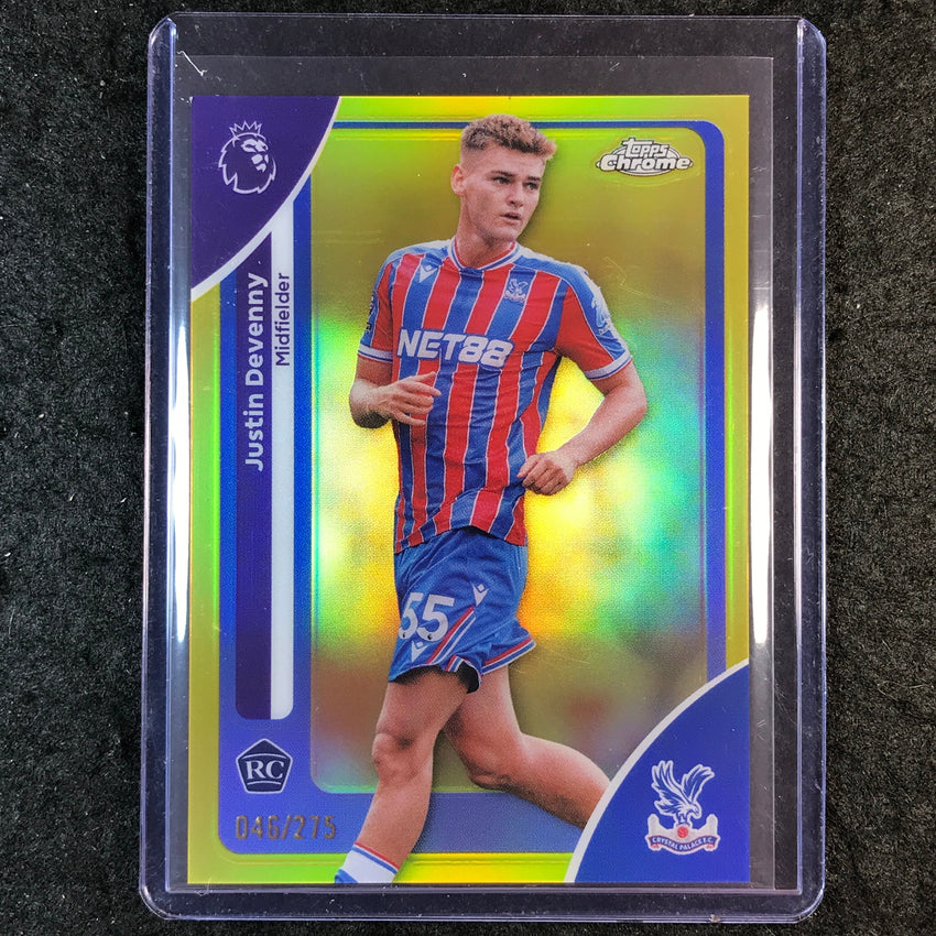 2026 Topps Chrome Premier League EPL JUSTIN DEVENNY Rookie Yellow /275 #71