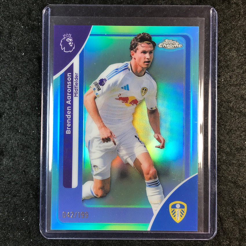 2026 Topps Chrome Premier League EPL BRENDEN AARONSON Aqua 42/199 #105