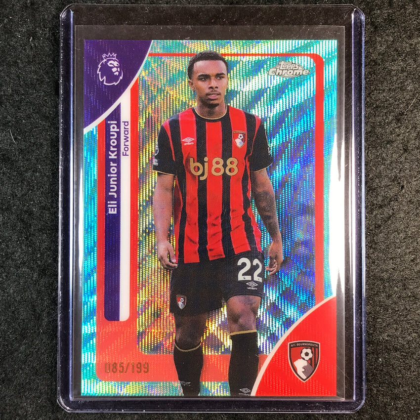 2026 Topps Chrome Premier League EPL ELI JUNIOR KROUPI Aqua Wave 85/199 #7