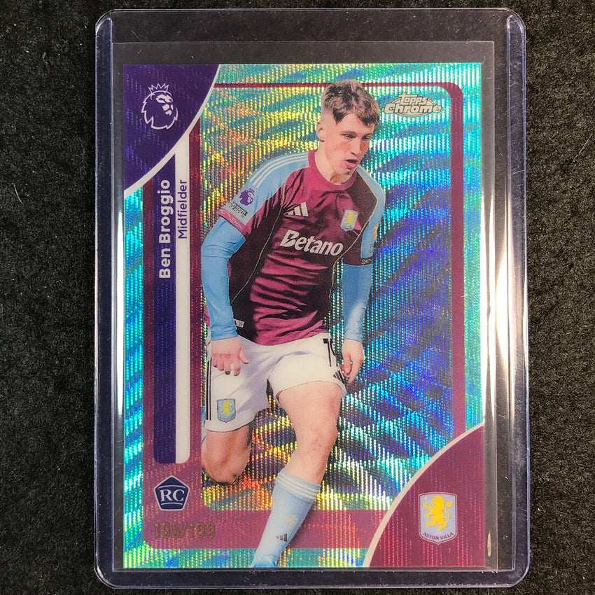 2026 Topps Chrome Premier League EPL BEN BROGGIO Rookie Aqua Wave 195/199 #21