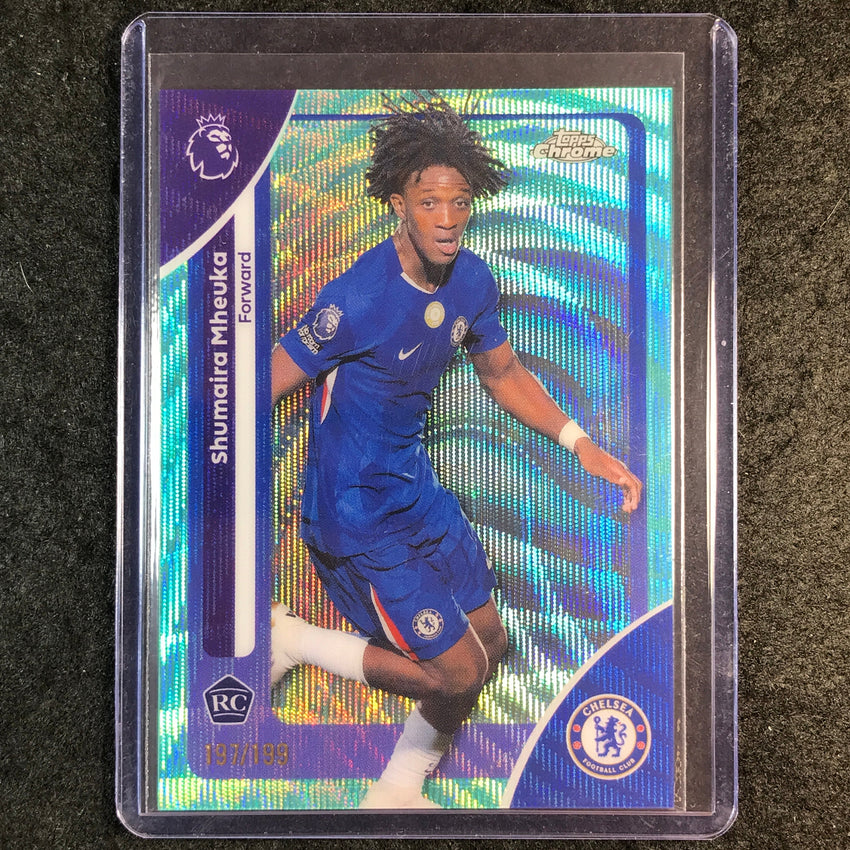 2026 Topps Chrome Premier League EPL SHUMAIRA MHEUKA Rookie Aqua Wave 197/199