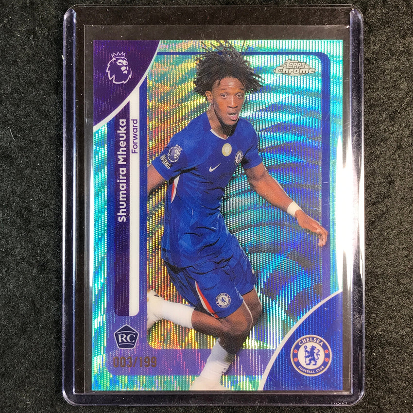 2026 Topps Chrome Premier League EPL SHUMAIRA MHEUKA Rookie Aqua Wave 3/199 #64