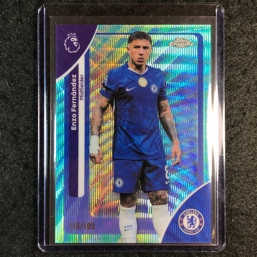 2026 Topps Chrome Premier League EPL ENZO FERNANDEZ Aqua Wave 116/199 #66
