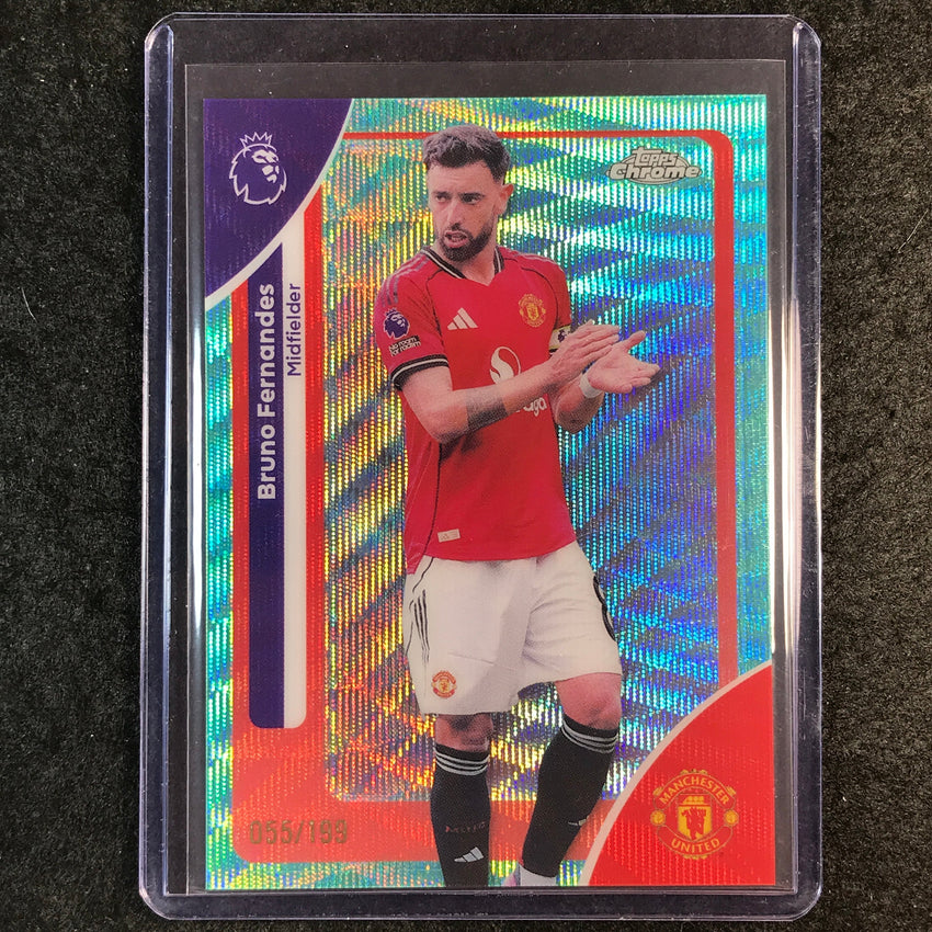 2026 Topps Chrome Premier League EPL BRUNO FERNANDES Aqua Wave 55/199 #135