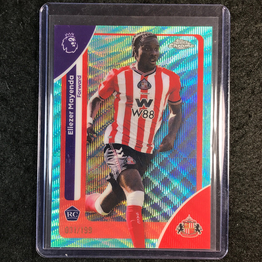 2026 Topps Chrome Premier League EPL ELIEZER MAYENDA Rookie Aqua Wave 31/199