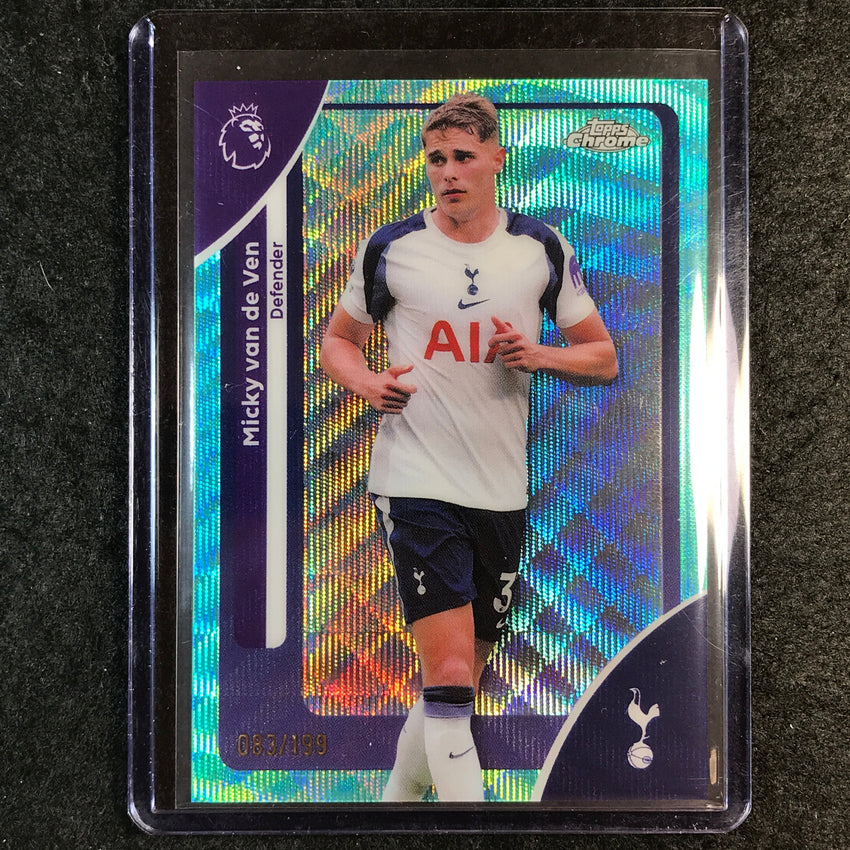 2026 Topps Chrome Premier League EPL MICKY VAN DE VEN Aqua Wave 83/199 #174